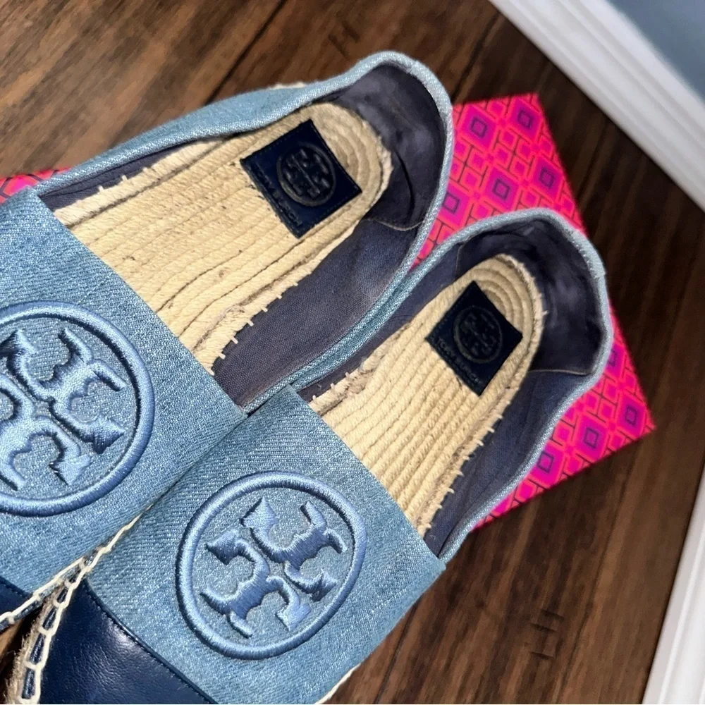 Tory Burch Espadrilles denim leather cap toe flats loafers platforms